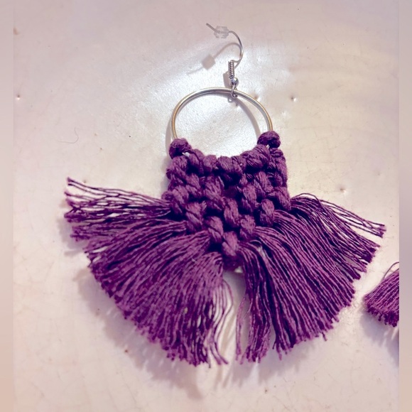 Chic Plum Tassel Earrings - Picture 4 of 6